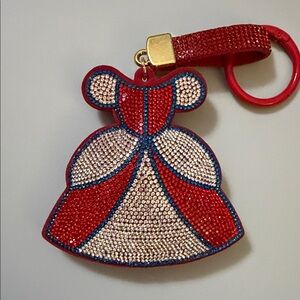 Crystal Rhinestone Dress Keychain Charm in Red and Silver